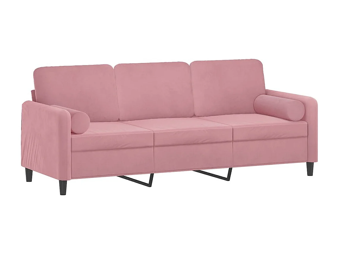 Driezitsbank met sierkussens 180 cm fluweel roze