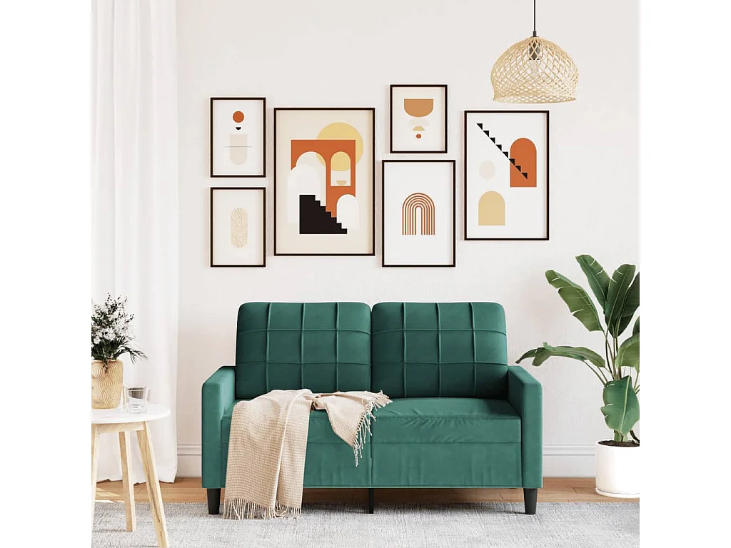 Canapé à 2 places Vert foncé 120 cm Velours