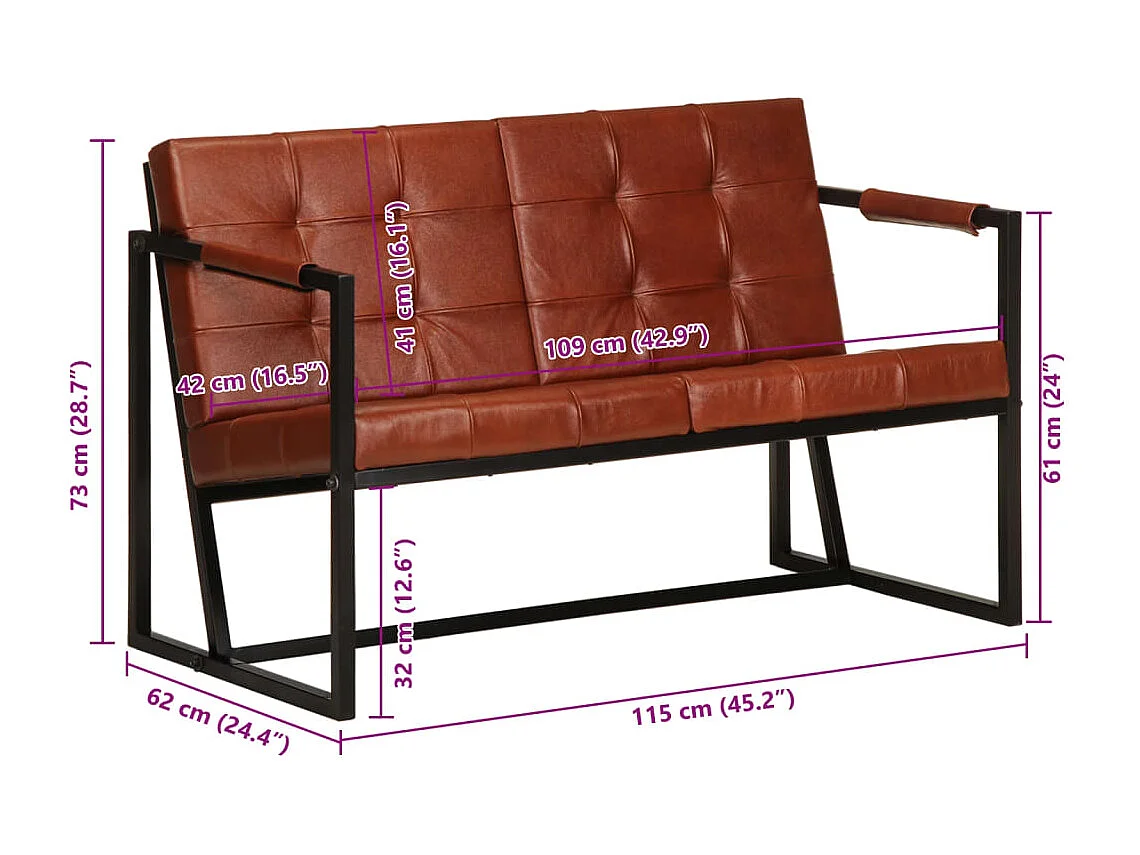 2-Sitzer-Sofa Braun Echtes Ziegenleder
