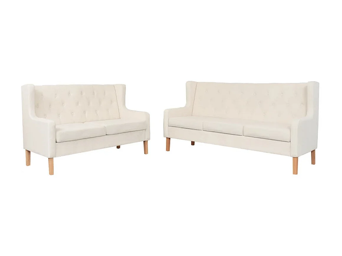 Conjunto de sofás 2 piezas tela blanco crema