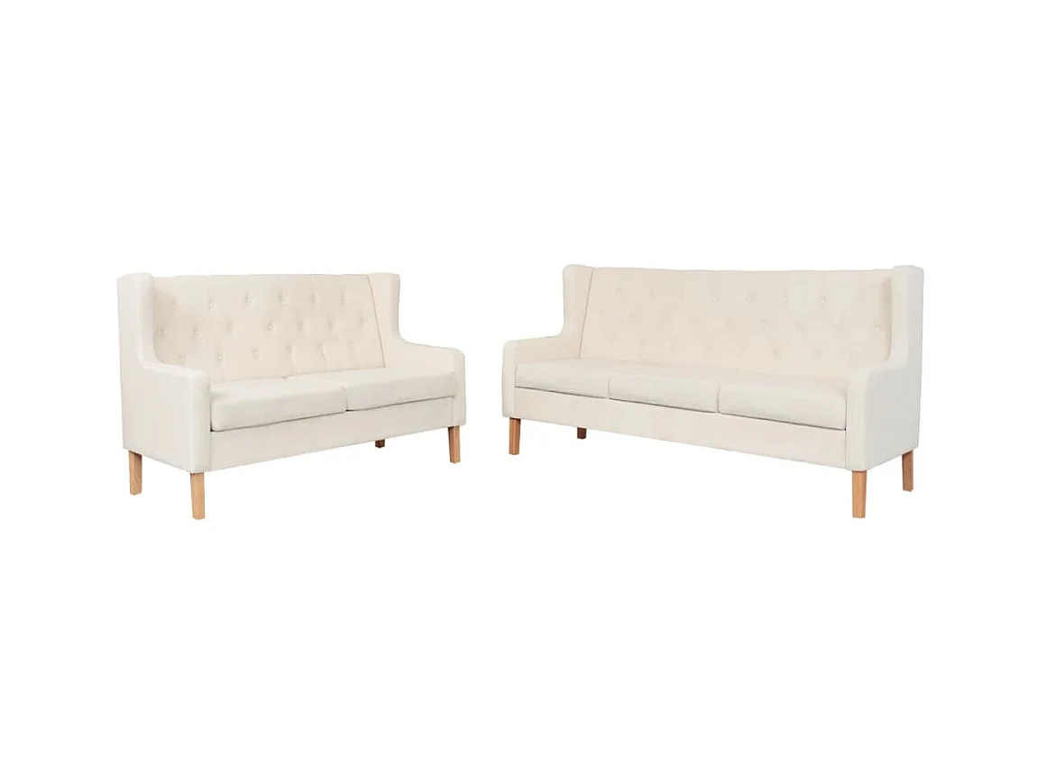 Ensemble de canapés 2 pcs tissu blanc crème
