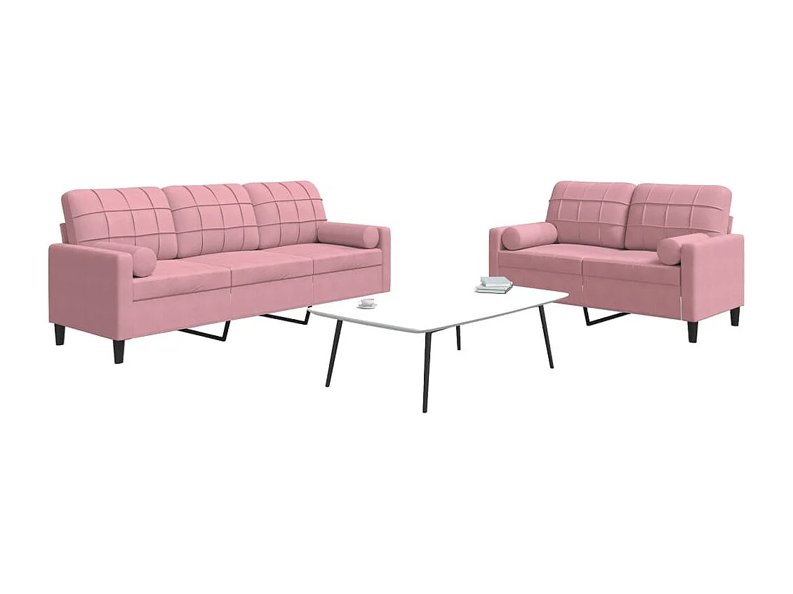 Juego de sofás con cojines 2 piezas terciopelo rosa