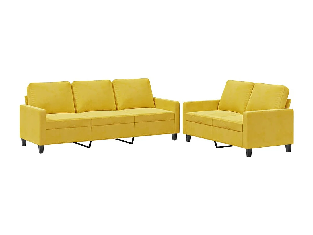 Set di Divani 2 pz con Cuscini giallo in Velluto