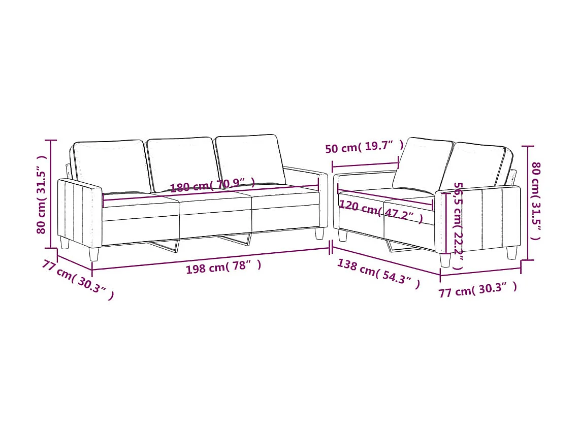 Ensemble de canapés 2 pcs avec coussins Jaune Velours
