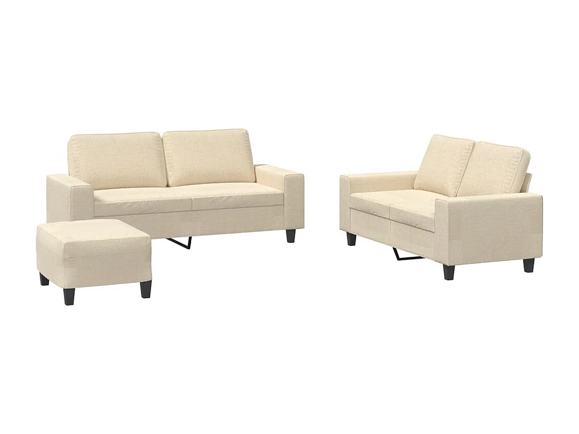 Set di Divani 3 pz Crema in Tessuto