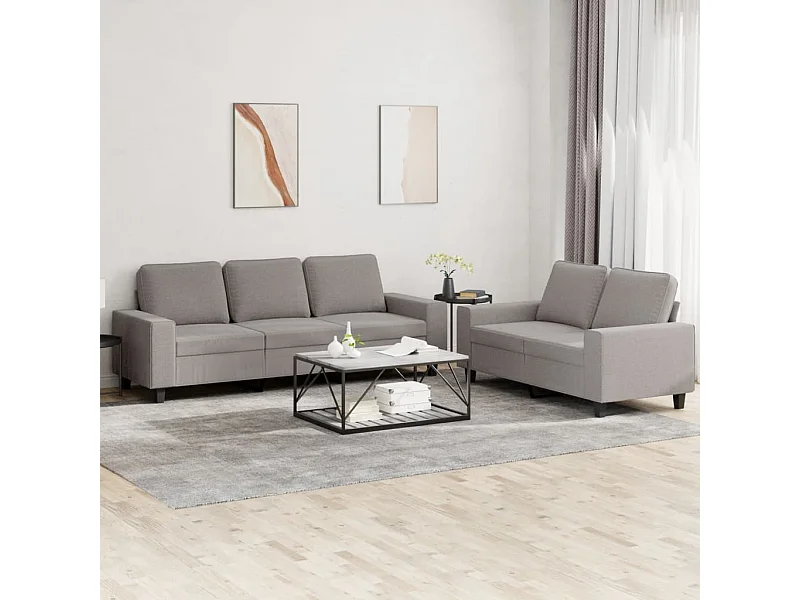 Set di Divani 2 pz Tortora in Tessuto