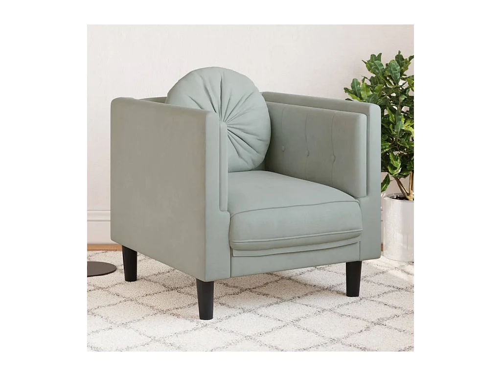 Fauteuil avec coussin gris clair Velours