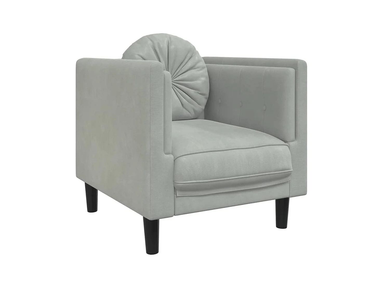 Fauteuil avec coussin gris clair Velours