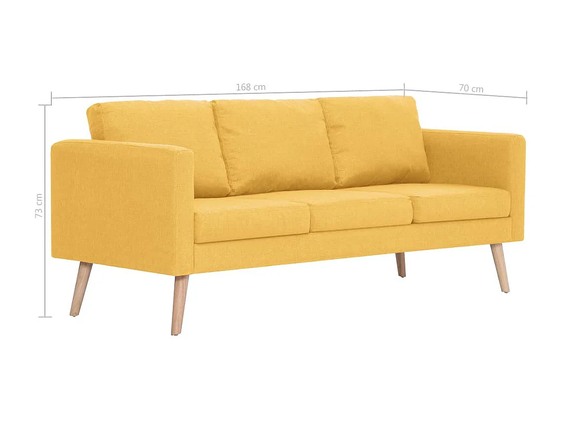 Canapé à 3 places Tissu Jaune