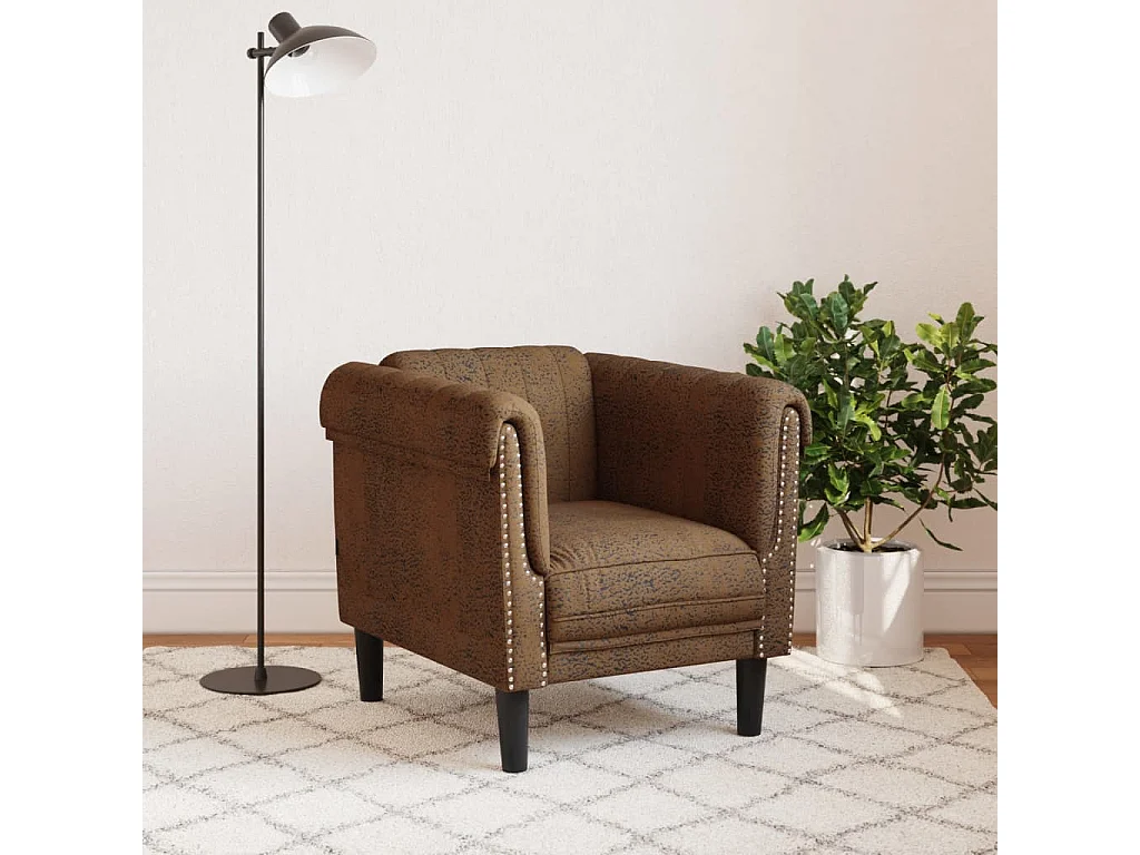 Fauteuil marron similicuir daim