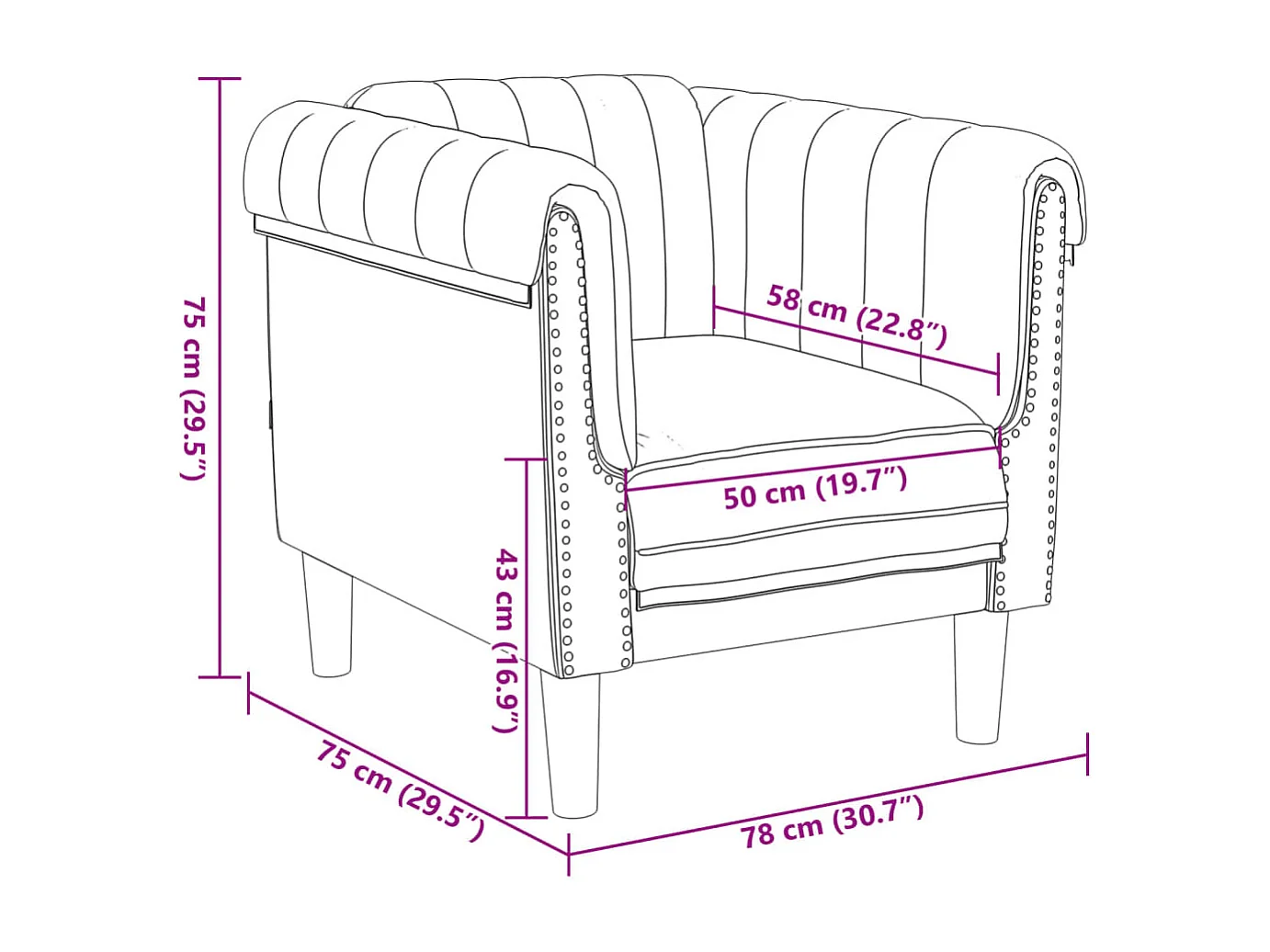 Fauteuil marron similicuir daim