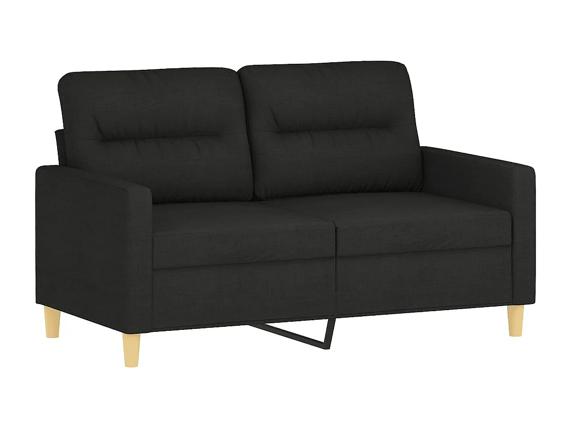 2-tlg. Sofagarnitur mit Kissen Schwarz Stoff