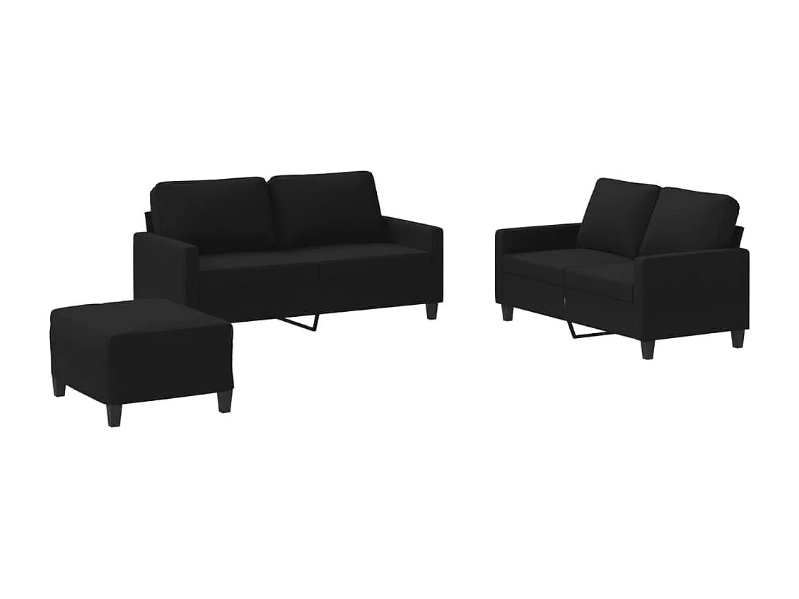 Ensemble de canapés 3 pcs avec coussins Noir Tissu