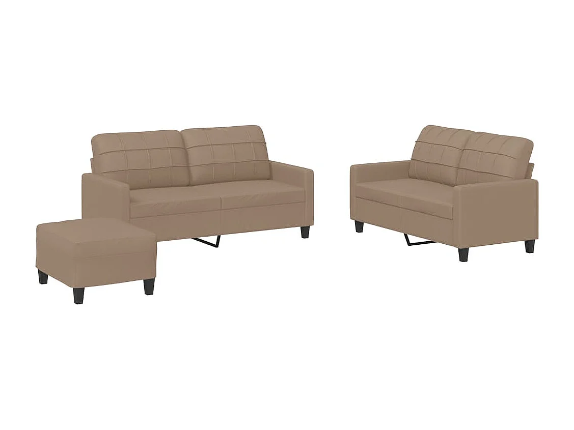 Ensemble de canapés 3 pcs avec coussins Cappuccino Similicuir