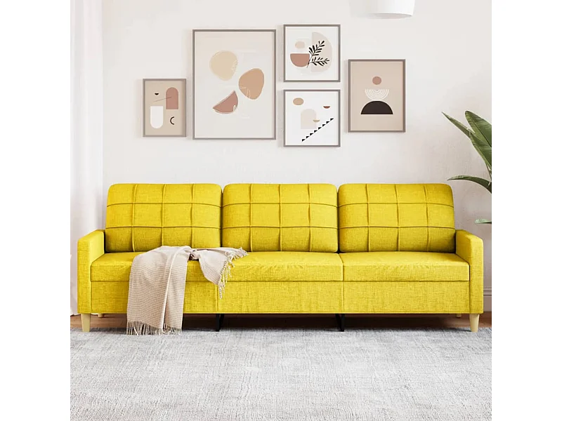 Divano a 3 Posti Giallo 210 cm in Tessuto