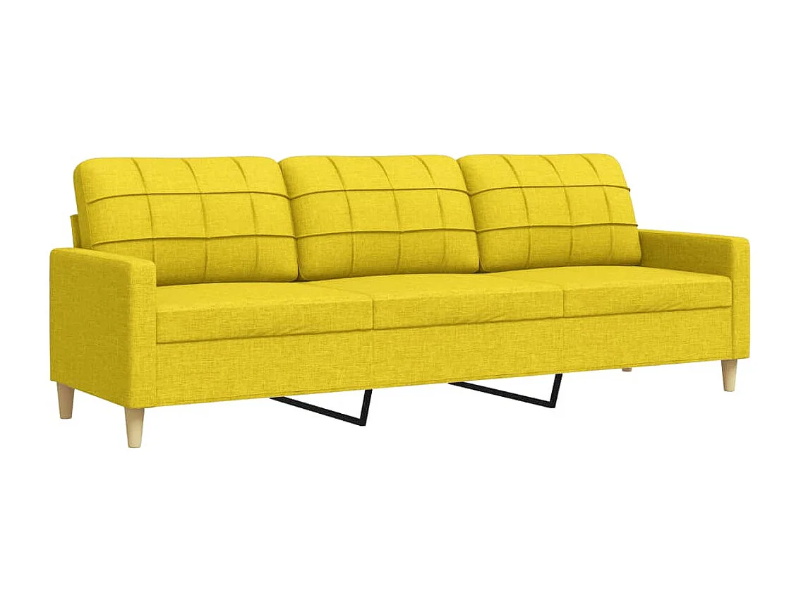 Canapé à 3 places Jaune clair 210 cm Tissu