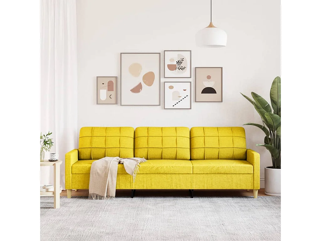 Canapé à 3 places Jaune clair 210 cm Tissu