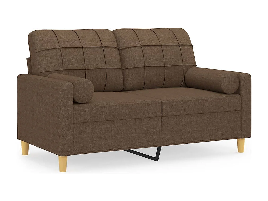 2-Sitzer-Sofa mit Zierkissen Braun 120 cm Stoff