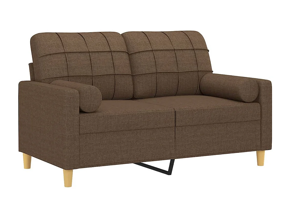 2-Sitzer-Sofa mit Zierkissen Braun 120 cm Stoff