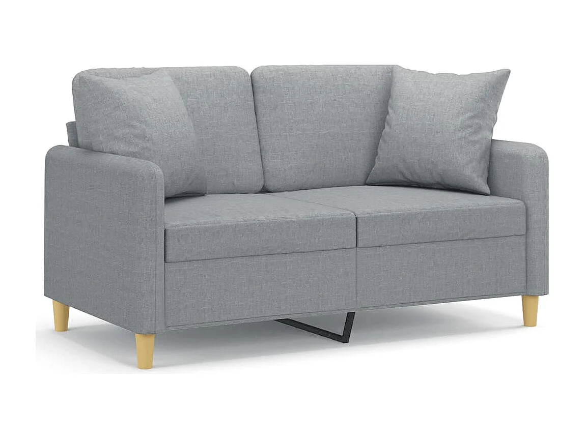 Canapé 2 places avec oreillers gris clair 120 cm tissu