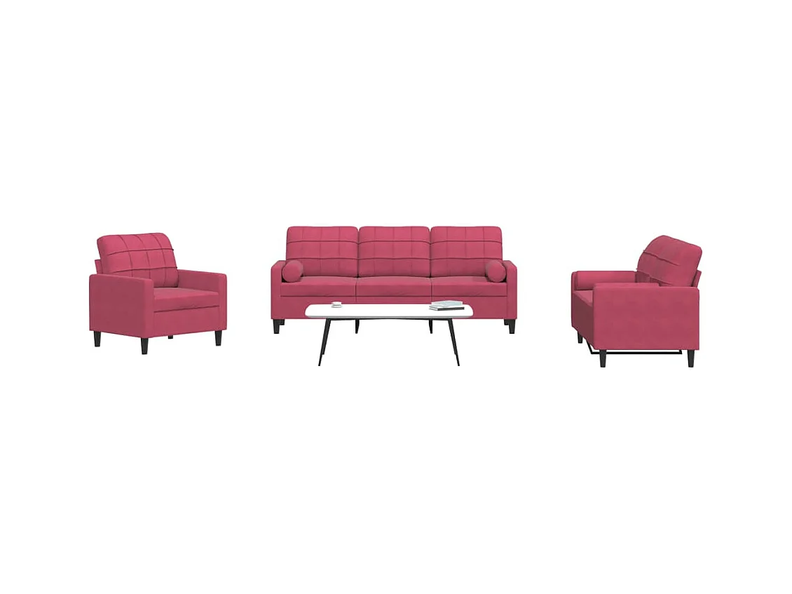 Ensemble de canapés 4 pcs avec coussins et traversins velours