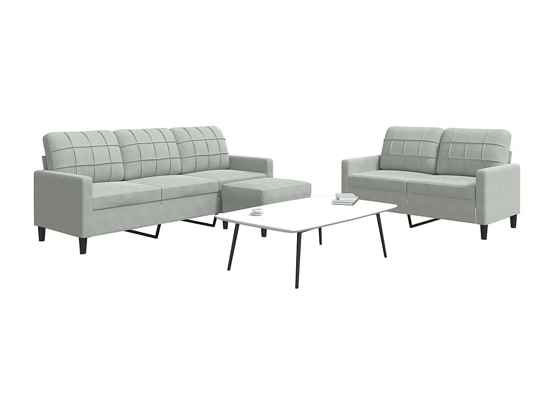 Ensemble de canapés 3 pcs avec coussins Gris clair Velours