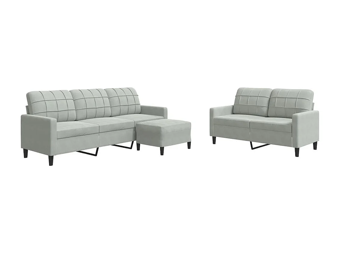 Ensemble de canapés 3 pcs avec coussins Gris clair Velours