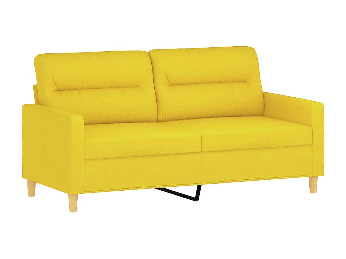 3 pcs conjunto de sofás com almofadões tecido amarelo-claro