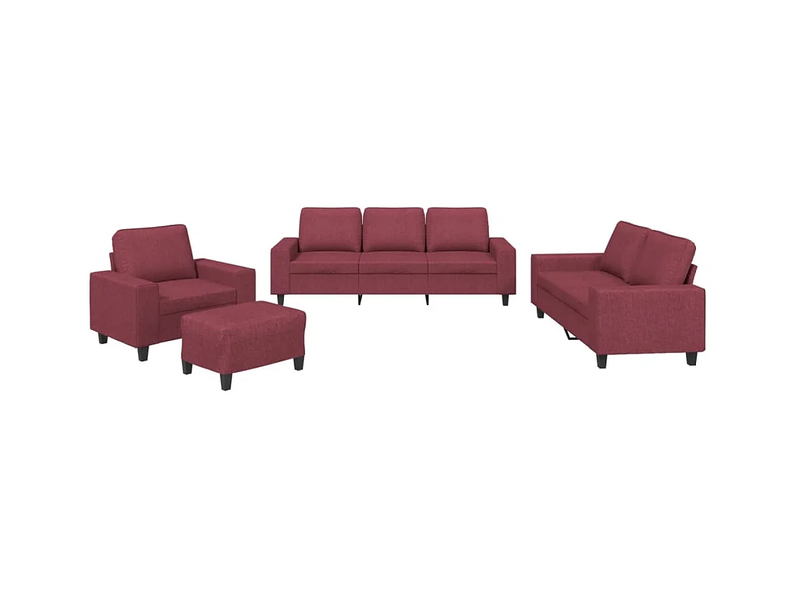 Ensemble de canapés 4 pcs rouge bordeaux tissu
