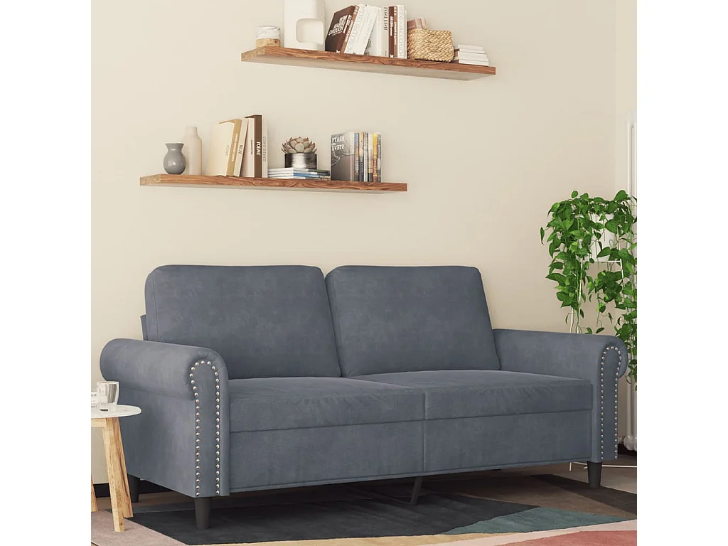 2-Sitzer-Sofa Dunkelgrau 140 cm Samt