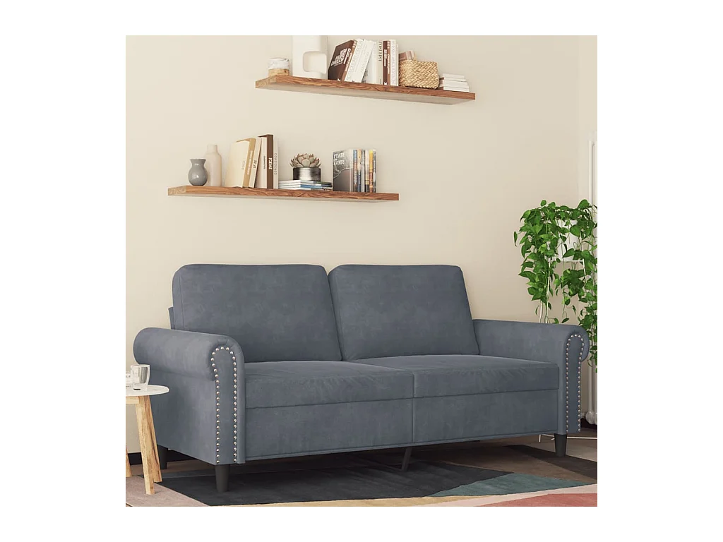 Canapé à 2 places Gris foncé 140 cm Velours