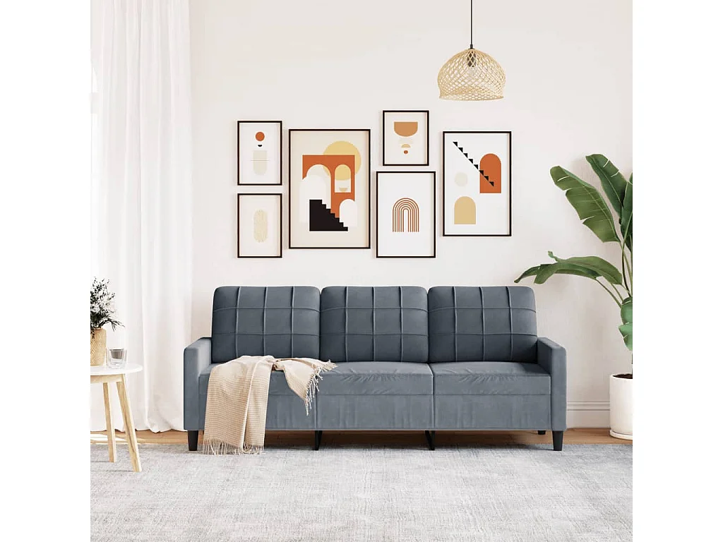Canapé à 3 places Gris foncé 180 cm Velours
