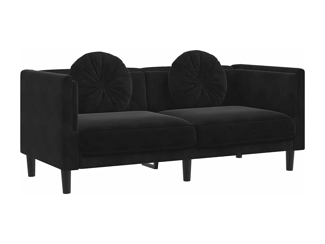 Sofá com almofadões 2 lugares veludo preto