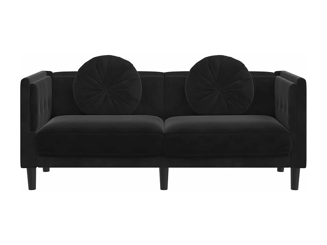 Sofá com almofadões 2 lugares veludo preto