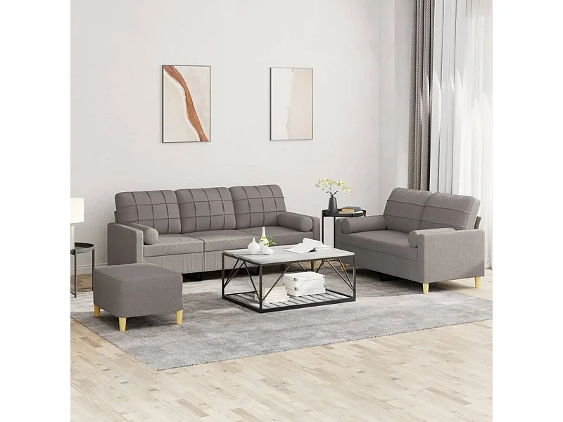 Ensemble de canapés 3 pcs avec coussins taupe tissu