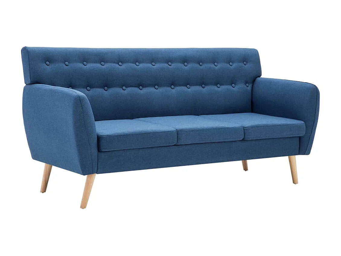 Sofá de 3 plazas tapizado de tela azul 172x70x82 cm