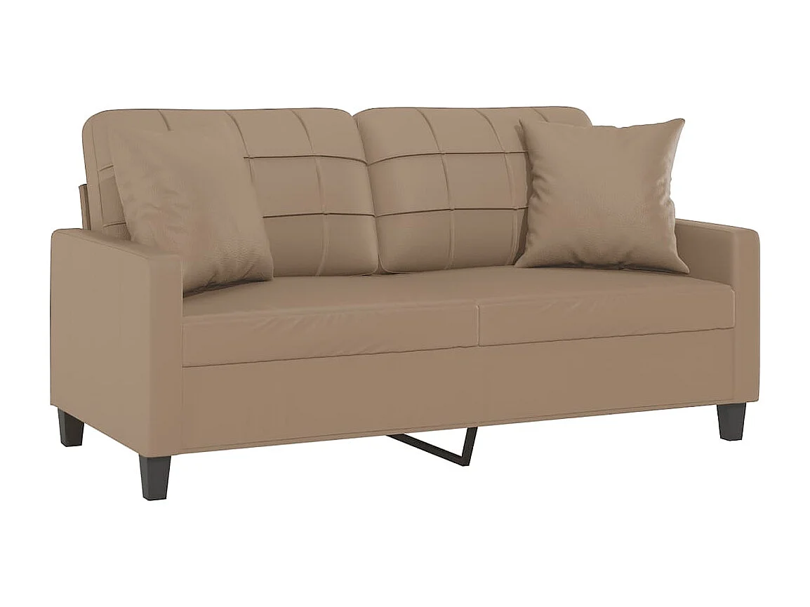Divano a 2 Posti con Cuscini Cappuccino 140 cm in Similpelle