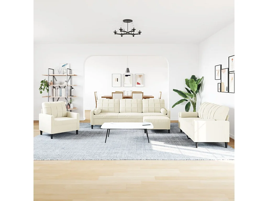 Ensemble de canapés 4 pcs avec coussins et traversins velours