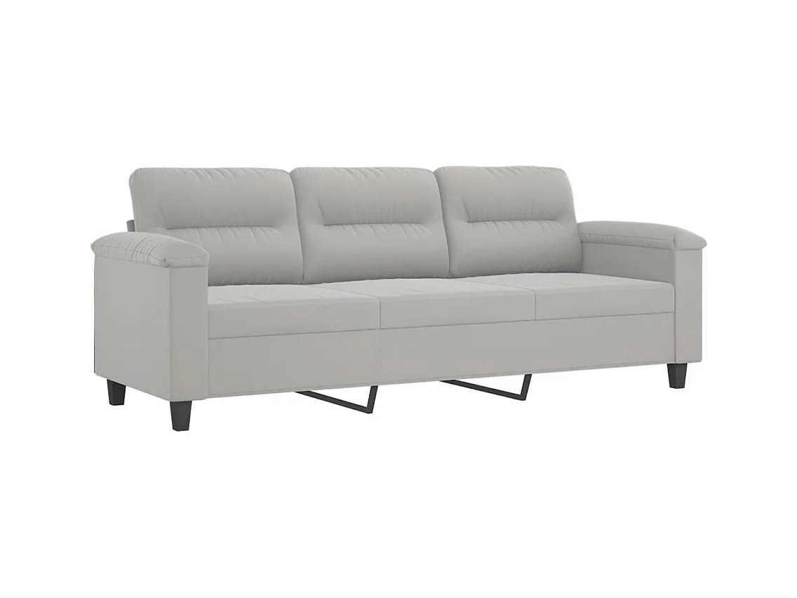 3-delige Loungeset met kussens microvezelstof lichtgrijs