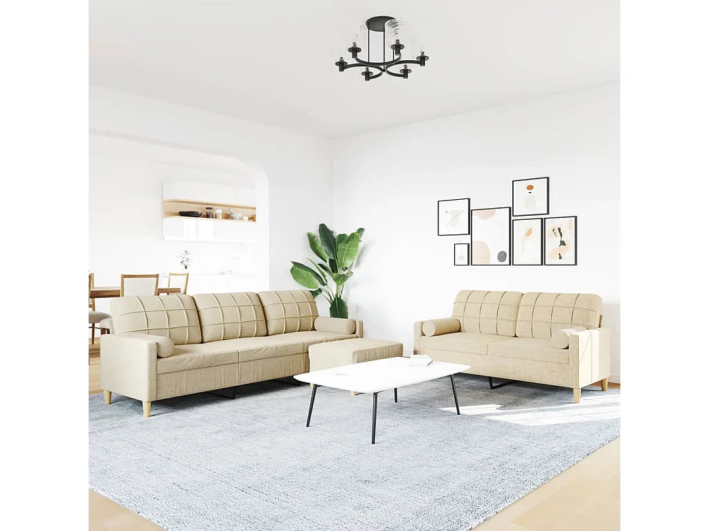 Ensemble de canapés 3 pcs repose-pied et coussins décoratifs