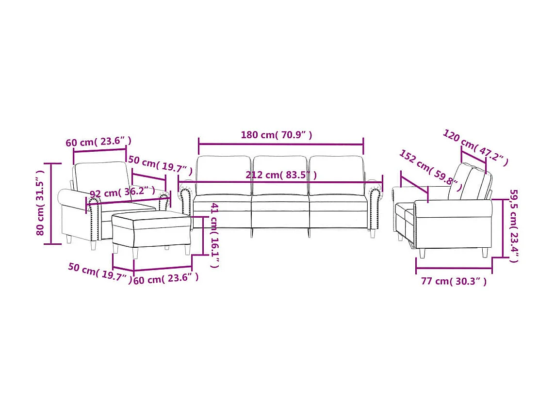 Set di Divani 4 pz con Cuscini Grigio Chiaro in Velluto
