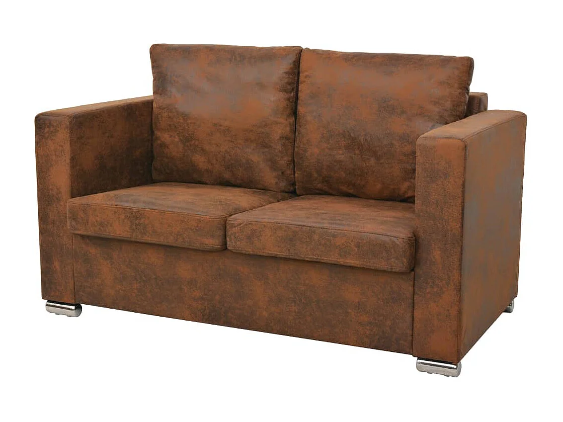 Set Divani 3 pz in Pelle Scamosciata Artificiale