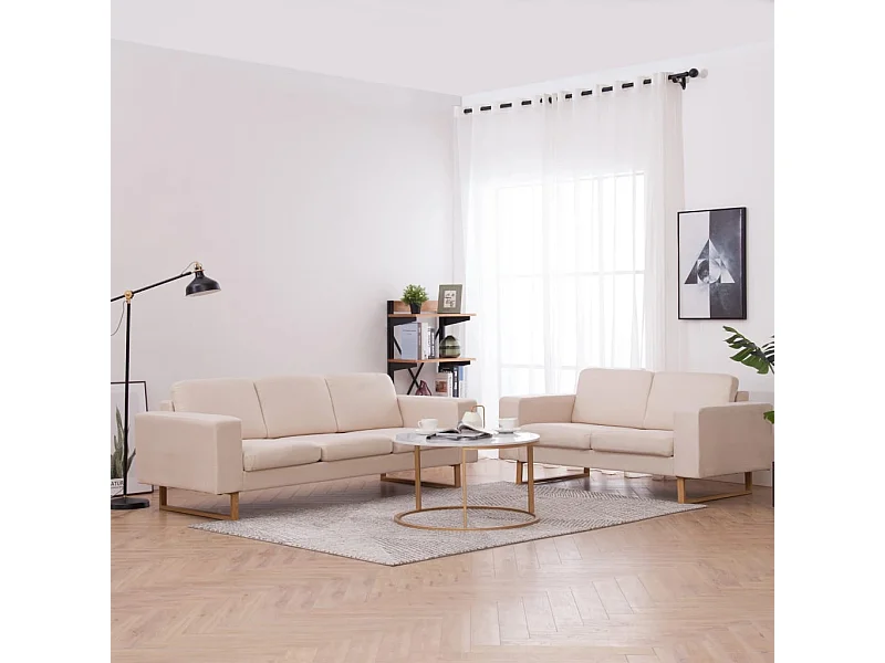 Set Divani 2 pz in Tessuto Crema