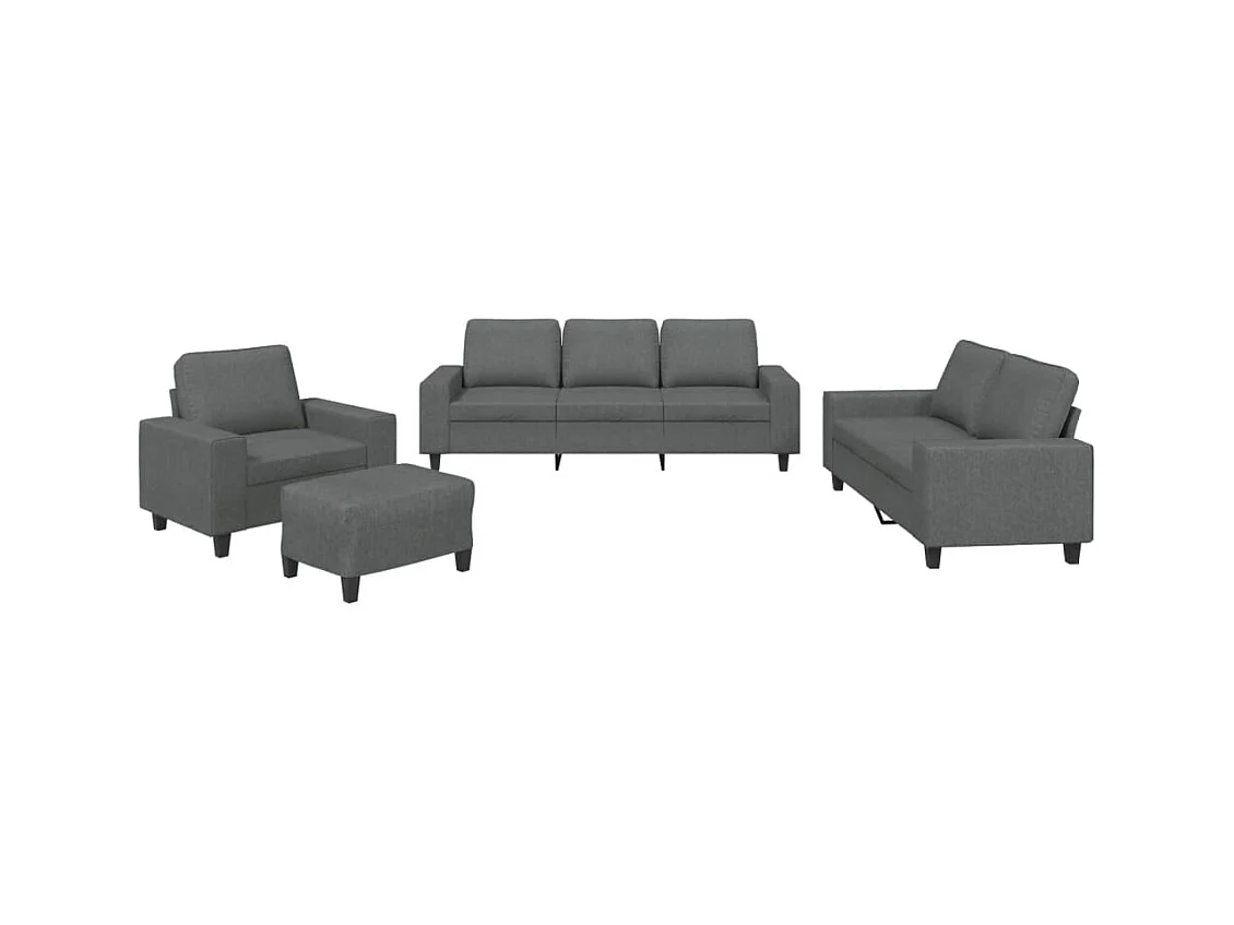 Set di Divani 4 pz Grigio Scuro in Tessuto