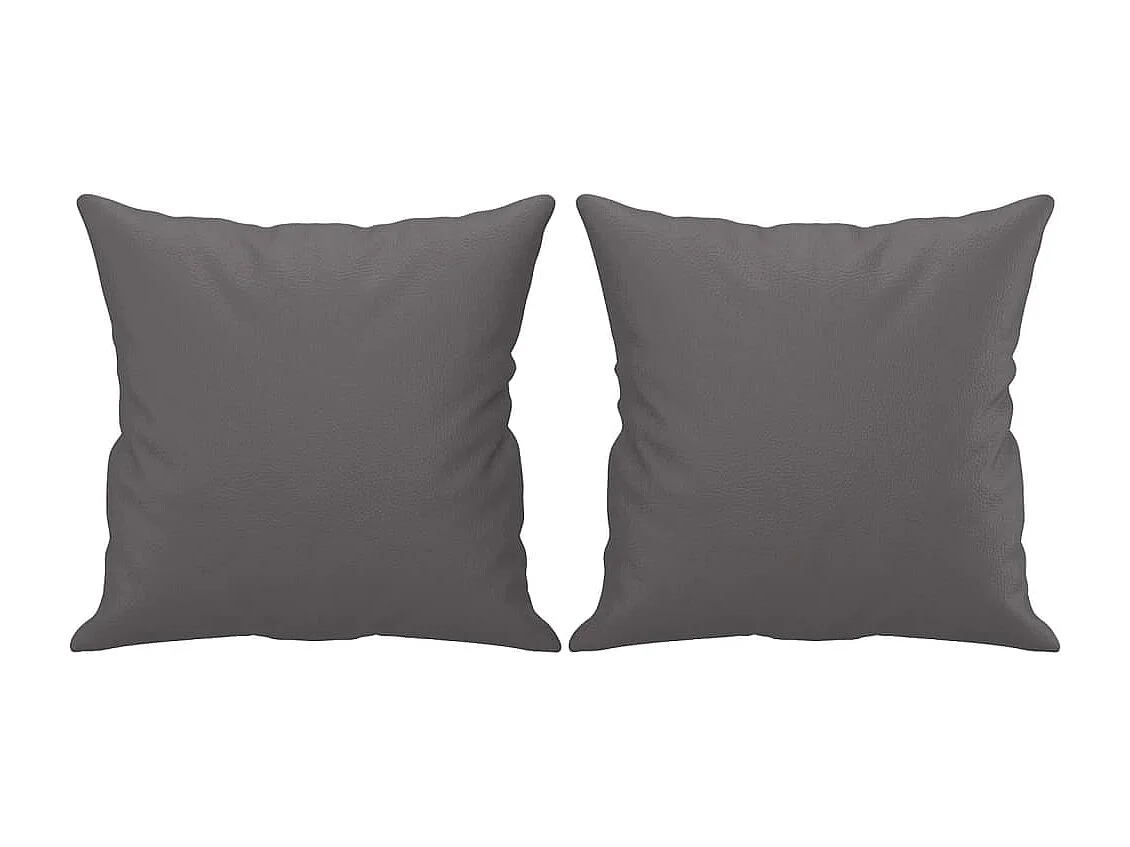 Sofá de 2 plazas con cojines cuero sintético gris 120 cm