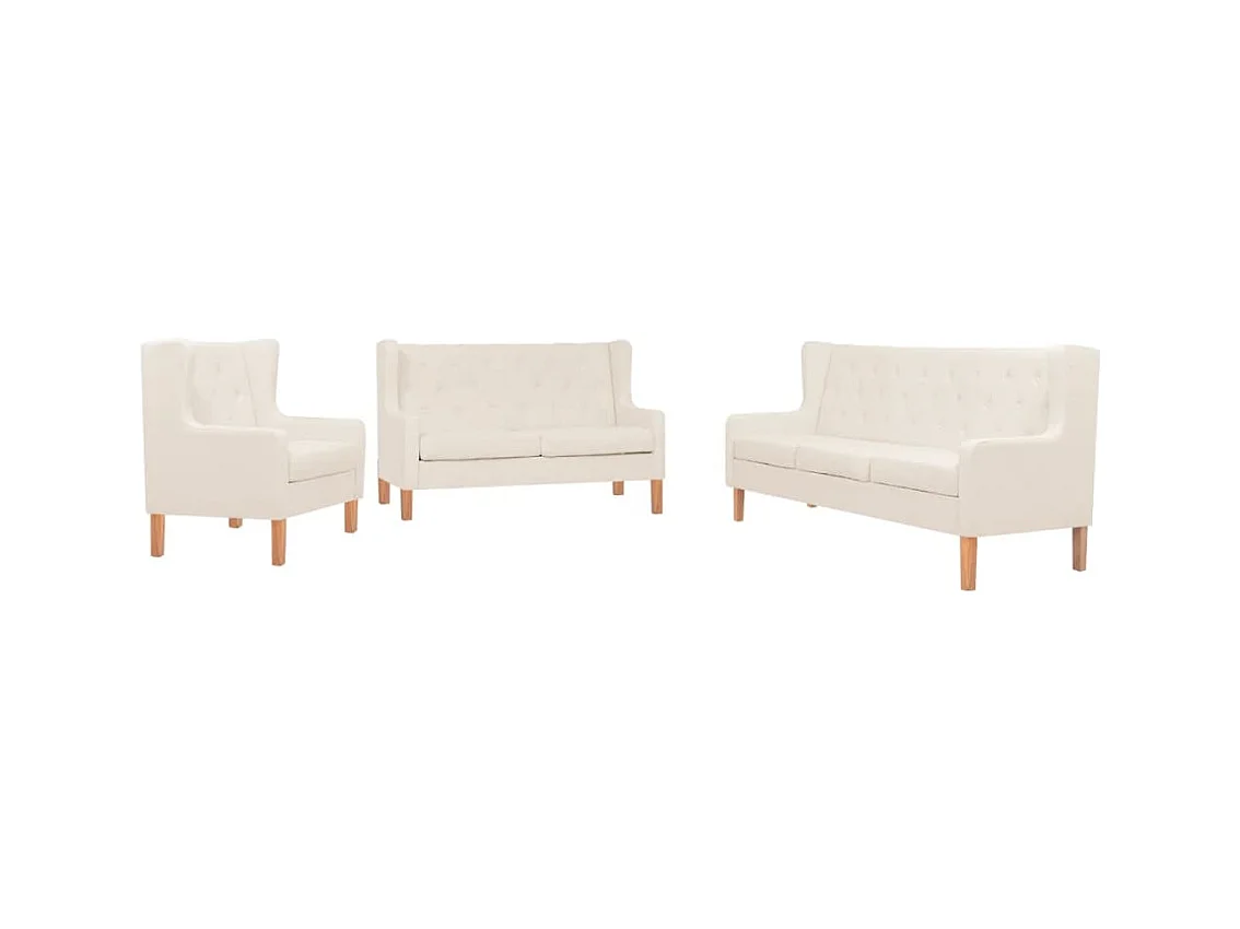 Ensemble de canapés 3 pcs tissu blanc crème