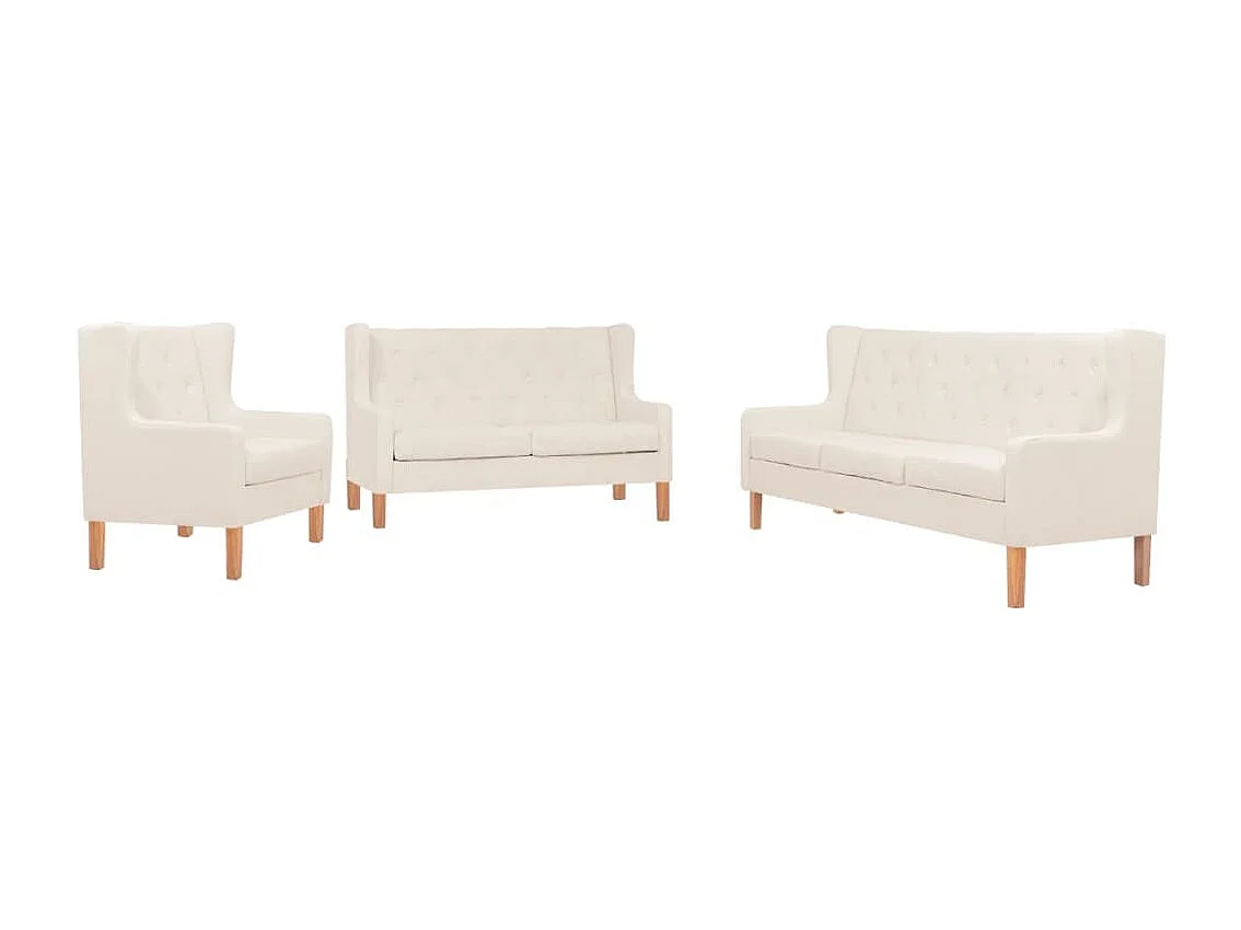 Conjunto de sofás 3 piezas tela blanco crema