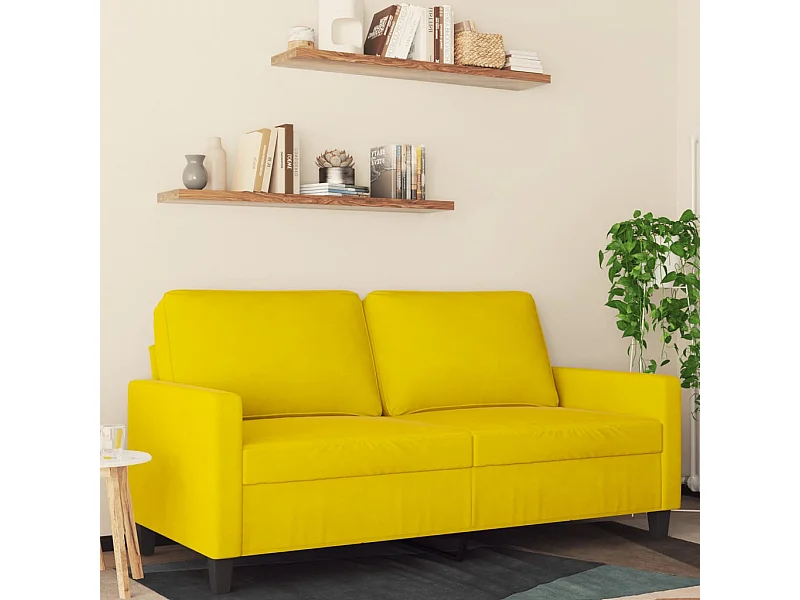 Canapé à 2 places Jaune 140 cm Velours