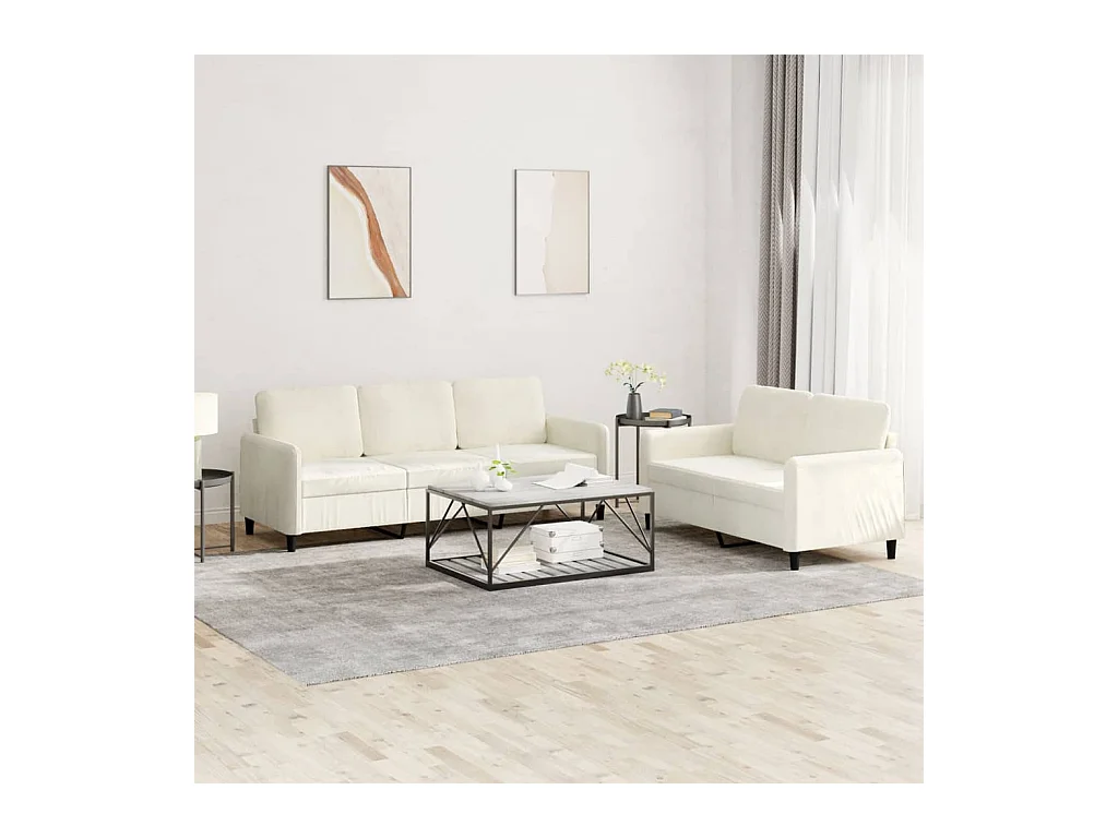 2-tlg. Sofagarnitur Creme Samt
