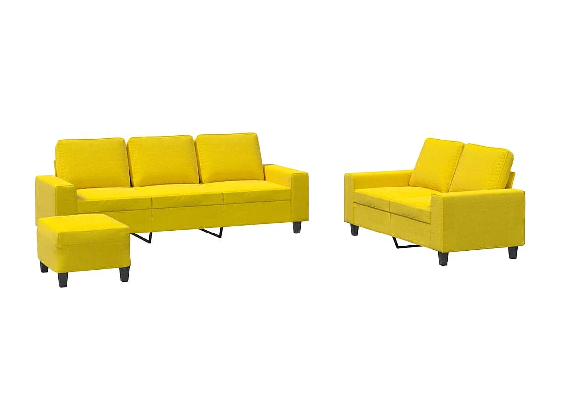 Ensemble de canapés 3 pcs jaune clair tissu